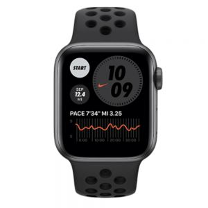 Apple Watch Nike SE GPS, 44mm Silver Aluminum Case with Pure Platinum/Black  Nike Sport Band